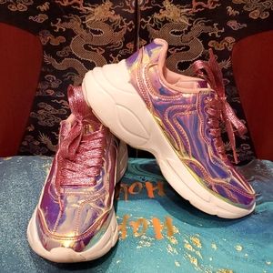 Metallic pink chunky sneakers
